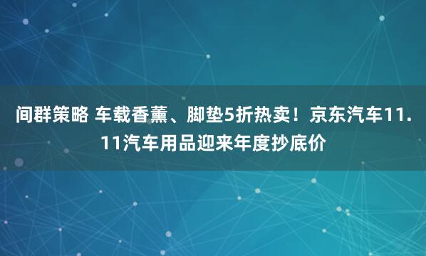 间群策略 车载香薰、脚垫5折热卖！京东汽车11.11汽车用品迎来年度抄底价